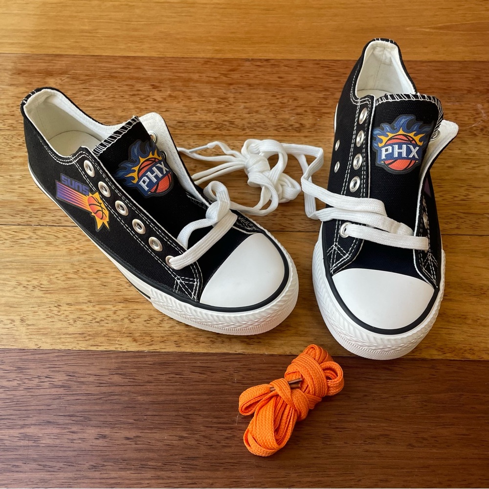 Custom Phoenix Suns X Converse Style Canvas Sneakers with Extra Orange Laces NWT